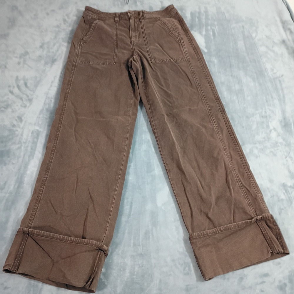 American Eagle Dreamy Drape Wide Leg Pants Brown Utility Stretch Size 2 Regular